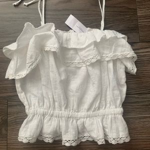 white American Eagle ruffled tank top